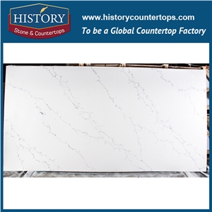 Hot on Sale Manufacturer Calacatta White Nq5090 Custom Solid Surface Quartz Engineered Stone Vanity Top/Bathroom Countertops