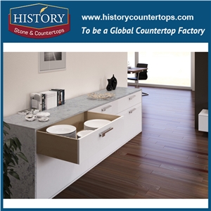 Hot on Sale New Calacatta Nq5110 White Soild Surface Quartz Stone Kitchen Countertops/Bench/Bar/Worktop Tops
