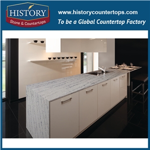 Hot on Sale New Calacatta Nq5111 White Soild Surface Quartz Stone Kitchen Countertops/Bench/Bar/Worktop Tops