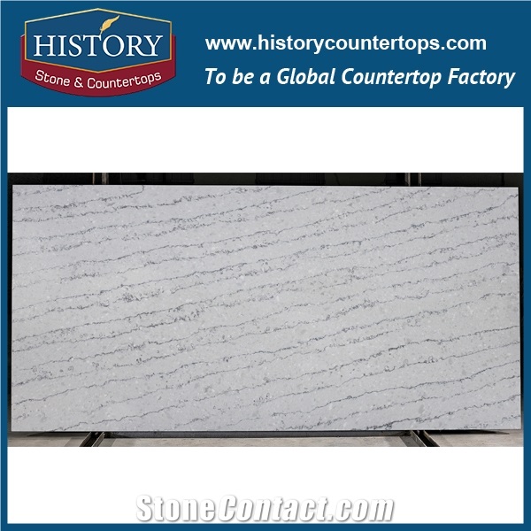 Hot on Sale New Calacatta Nq5111 White Soild Surface Quartz Stone Kitchen Countertops/Bench/Bar/Worktop Tops
