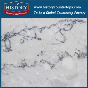 Hot on Sale New Calacatta Nq5111 White Soild Surface Quartz Stone Kitchen Countertops/Bench/Bar/Worktop Tops