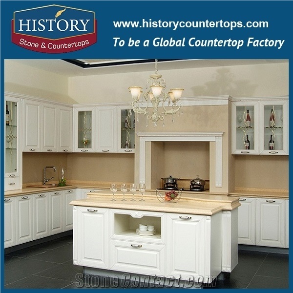 Hot on Sale Nq2002 Beige White Engineered Quartz Stone Kitchen Countertops/Bench/Bar/Worktop Tops