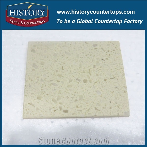 Hot on Sale Nq2007 Light Yellow Solid Surface Quartz Stone Kitchen Countertops/Bench/Bar/Worktop Tops