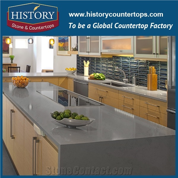 Hot on Salecalacatta Grey Man Made Nq5067 Grey Soild Surface Quartz Stone Kitchen Countertops/Bench/Bar/Worktop Tops