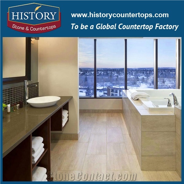 Hot Sale Engineered Brown Nq2003 Quartz Stone for Bathroom Vanity Tops