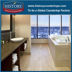 Hot Sale Engineered Brown Nq2003 Quartz Stone for Bathroom Vanity Tops
