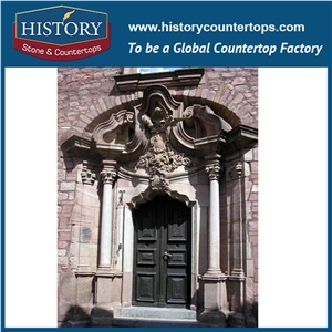 Hot Sale Grey Sandstone Decorative Carved Arched Main Gates Entrance Door Surrounds, Home Used Door Frames Pillars