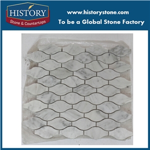 Irregular Shape Lantern Marble Mosaic Tile Polished Surface White Venata Carrara for Kitchen Backsplash/ Bathroom Wall Tile