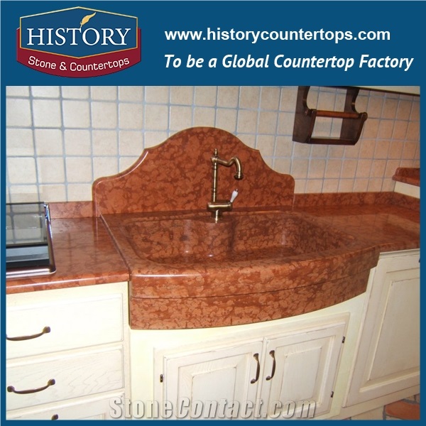 Italy New Style Rosso Verona Marble Kitchen Worktops, Polishing Countertops,Island Tops, Bar Tops with Customized Edges for Sale