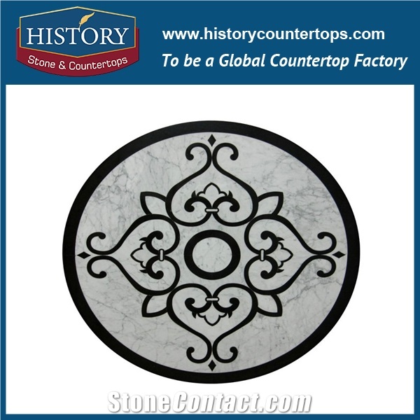 Light and Dark Emperador, Cream Marfil Beige Marble, Light Green Onyx Water Jet Cutting Mosaic Tiles, Round Flower Flooring Inlay Medallions