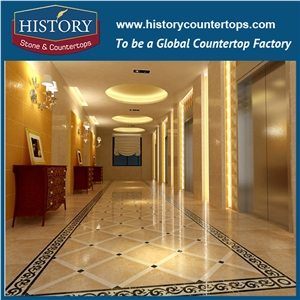 Light and Dark Emperador, Spain Beige Marble Designs, Water Jet Cut Inlay Mosaic Tiles Molds, Square Simple Geometric Medallions for Villa, Hotel