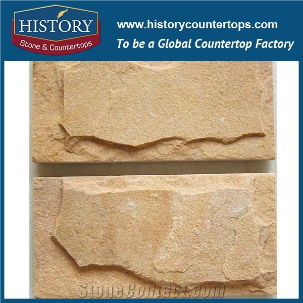 Light Beige Sandstone Mushroom Irregular Surface Mushroom Pattern Stone for Wall Cladding Tiles, Exterior Wall Panels