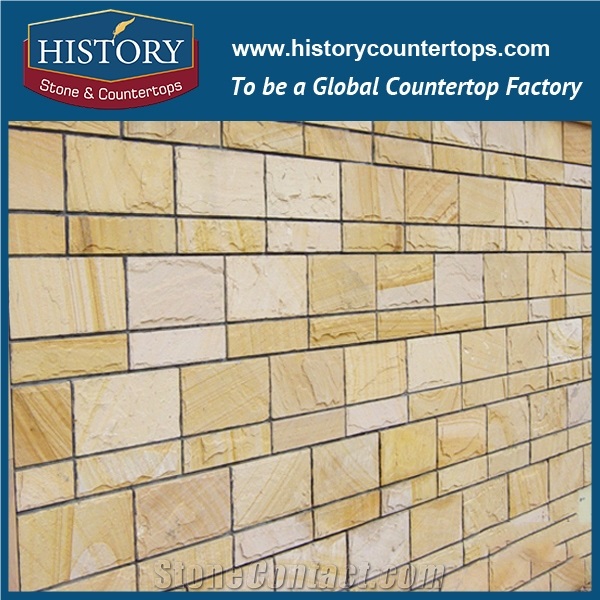 Light Beige Sandstone Mushroom Irregular Surface Mushroom Pattern Stone for Wall Cladding Tiles, Exterior Wall Panels