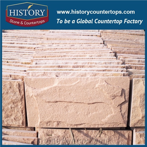 Light Beige Sandstone Mushroom Irregular Surface Mushroom Pattern Stone for Wall Cladding Tiles, Exterior Wall Panels