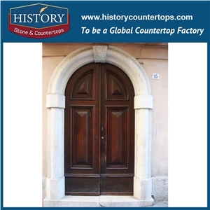 Luxury Modern Designs Large Beige Limestone House Main Gate Carved Men Statue Door Surrounds, Exterior Door Frames