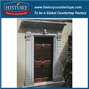 Luxury Modern Designs Large Beige Limestone House Main Gate Carved Men Statue Door Surrounds, Exterior Door Frames