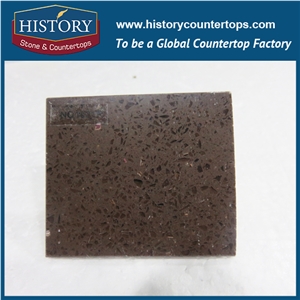 Manufacture Kitchen in Crystal Brown with Ideal Smoothed Texture Shunning Tile and Slab Quartz Stone for Countertops or Desk Tops.