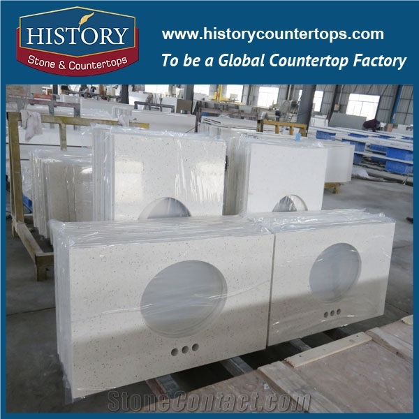 Manufacturer Hot on Sale White Nq2010 Custom Solid Surface Quartz Engineered Stone Vanity Top/Bathroom Countertops
