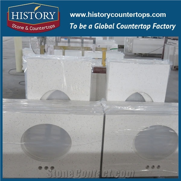 Manufacturer Hot on Sale White Nq2010 Custom Solid Surface Quartz Engineered Stone Vanity Top/Bathroom Countertops