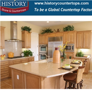 Matala Tan Historystone with Glossy and Smooth Surface Big Sand Tile and Slab Quart Stone for Bench Tops or Kitchen Countertops