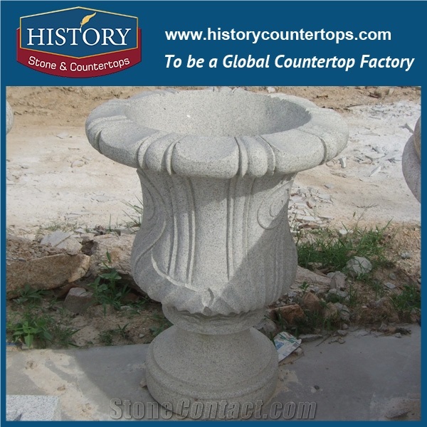 Natural China G654 Grey Granite Stone French Style Flower Pots Base Planters Display Stands Modern Designs Wholesale for Garden Decoration