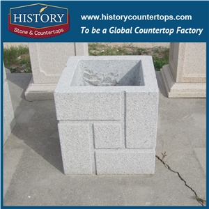 Natural China G654 Grey Granite Stone French Style Flower Pots Base Planters Display Stands Modern Designs Wholesale for Garden Decoration