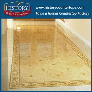 Natural Dark and Light Emperador, Cream Marfil Beige Marble Stone Water Jet Cutting Floor Mosaic Tiles Rectangular Diamond Pattern Medallions