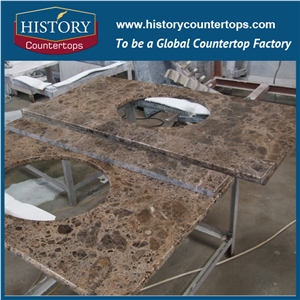 Natural Marble Stone Solid Surface Brown Color for Bathroom Countertop Custom Vanity Tops Bath Countertops
