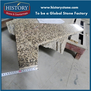 Natural Stone Yellow Color Polishing Granite Countertop, Bathroom Vanity Tops with Faucet Holes for Sale