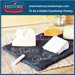 Nature Black Slate Stone Square Shape Arts Products Cup Mat Series, Slate Plate Trays and Dishes