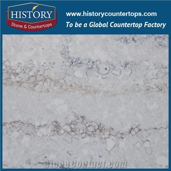 New Calacatta Vein Nq5108 White Soild Surface Quartz Stone Kitchen Countertops/Bench/Bar/Worktop Tops