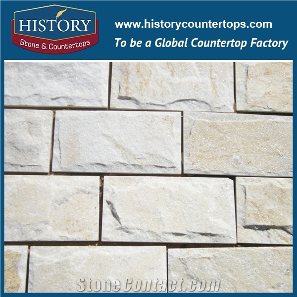 Pearl White Quartzite Wall Cladding Mushroom Stone, Decorative Wall Panel Stone