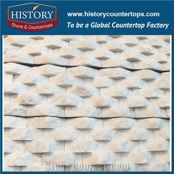 Pearl White Quartzite Wall Cladding Mushroom Stone, Decorative Wall Panel Stone