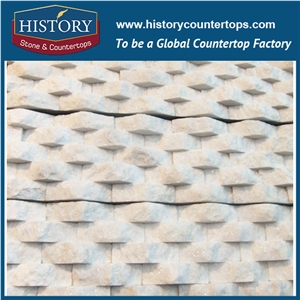 Pearl White Quartzite Wall Cladding Mushroom Stone, Decorative Wall Panel Stone