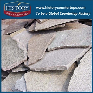Pink Color Natural Surface Slate Stone, Random Flagstone Wall Corner, Irregular Park and Villa Decorative Stone