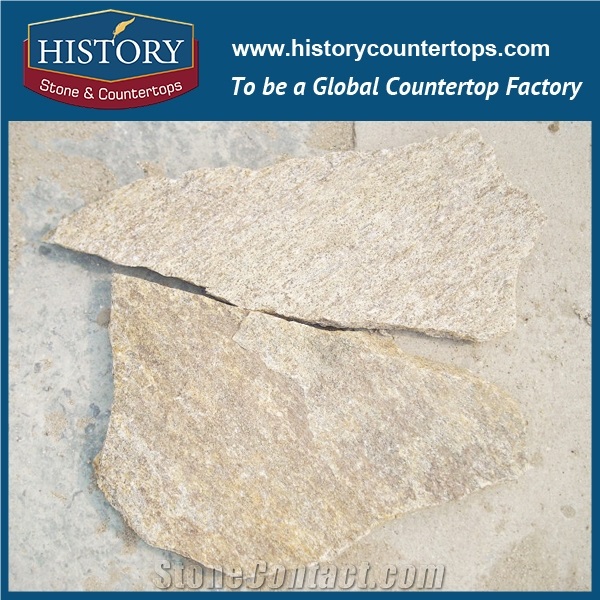 Pink Color Natural Surface Slate Stone, Random Flagstone Wall Corner, Irregular Park and Villa Decorative Stone
