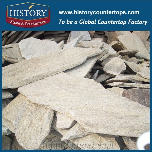 Pink Color Natural Surface Slate Stone, Random Flagstone Wall Corner, Irregular Park and Villa Decorative Stone