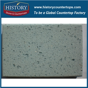 Preia Blue Historystone with Polished and Smoothed Surface Synthetic Crystal Tile and Slab Quartz Stone for Bathroom Vanity Tops or Countertops.