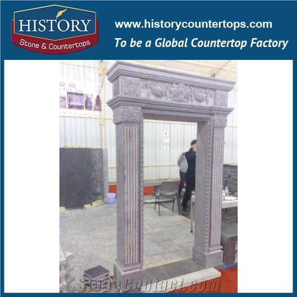 Purple Marble Stone Beautiful Carved Roman Column Arch Door Surrounds Pillar, Main Gates Front Entrance Door Frames