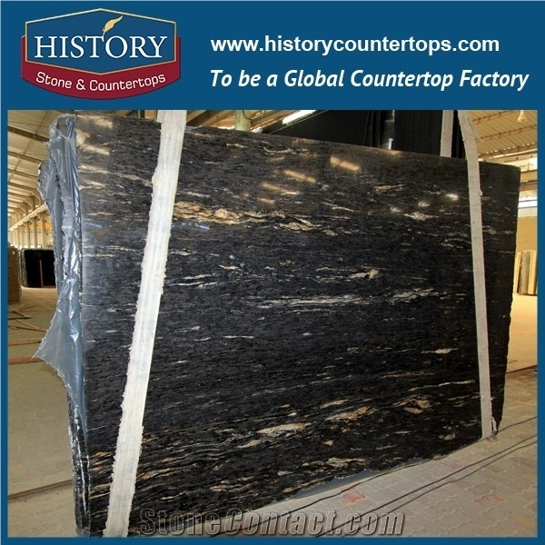 Reasonable Cost Brazil Titanium Granite Slabs/ Black and Golden Granite Slabs/Black Cosmics Granite/Titanium Slabs for Countertops