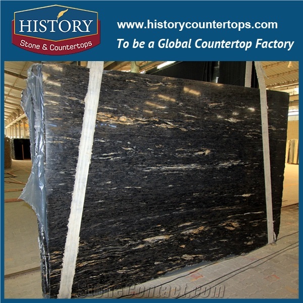 Reasonable Cost Brazil Titanium Granite Slabs/ Black and Golden Granite Slabs/Black Cosmics Granite/Titanium Slabs for Countertops