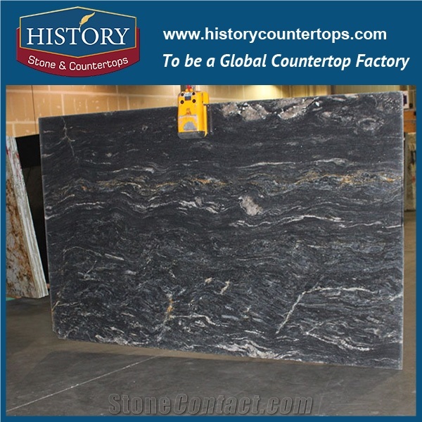 Reasonable Cost Brazil Titanium Granite Slabs/ Black and Golden Granite Slabs/Black Cosmics Granite/Titanium Slabs for Countertops