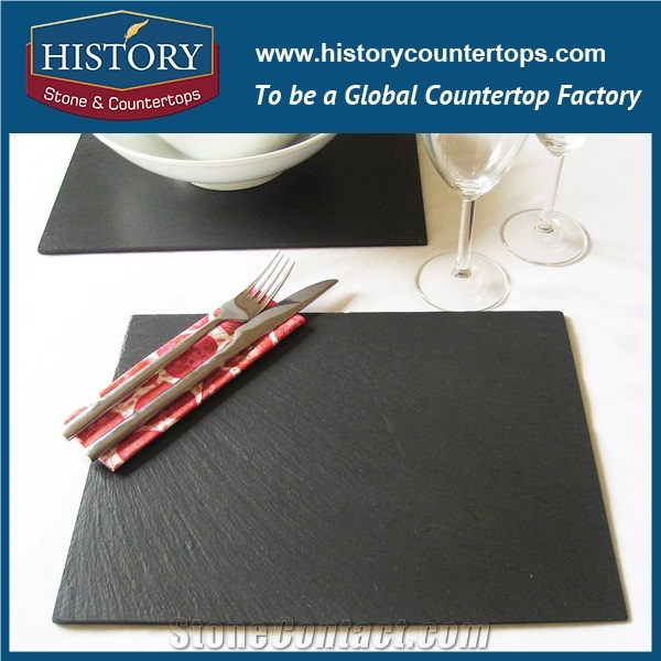 Slate Square Rock Plate, China Black Sushi Board Slate Dinnerware Dishes