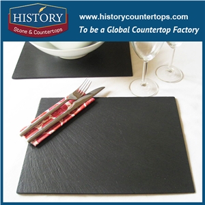 Slate Square Rock Plate, China Black Sushi Board Slate Dinnerware Dishes