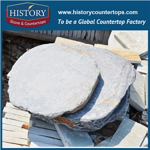 Tumbled Cut to Size Green Slate Stepping Stone, Black Round Slate Flagstone, Walkway Pavers, Flagstone Patio