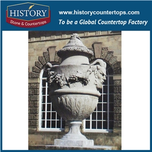 Western Garden Products Landscaping White Limestone Flowerpots Molds, Hand Carving Men Statues Planters Stands