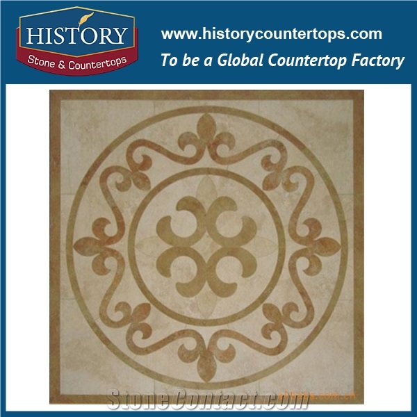 White Jade, Black, Gold Stone Marble Designs Water Jet Cutting Decorative Mosaic Shower Floor Covering Tiles Square Coins Arts Medallions