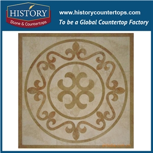 White Jade, Black Marble Stone Designs Water Jet Cutting Mosaic Tiles Arts Hotel Floor Covering Square China Dragons Pattern Medallions