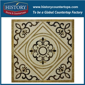 White Jade, Cream Marfil, Nero Marguina Marble Stone Water Jet Premium Sicis Mosaic Decorative Tiles Molds Square Flower Leaf Medallions