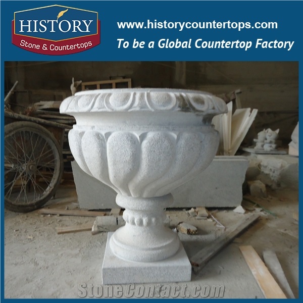White Limestone Natural Stone Carving Flower Flowerpots for Sale Arts and Crafts Gardening Planters Pots for Garden, Park